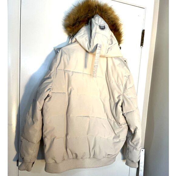 Guess Men's Cream Front-Zip Logo Faux Fur Hooded Parka Coat Jacket Size XL//TG - Picture 4 of 12